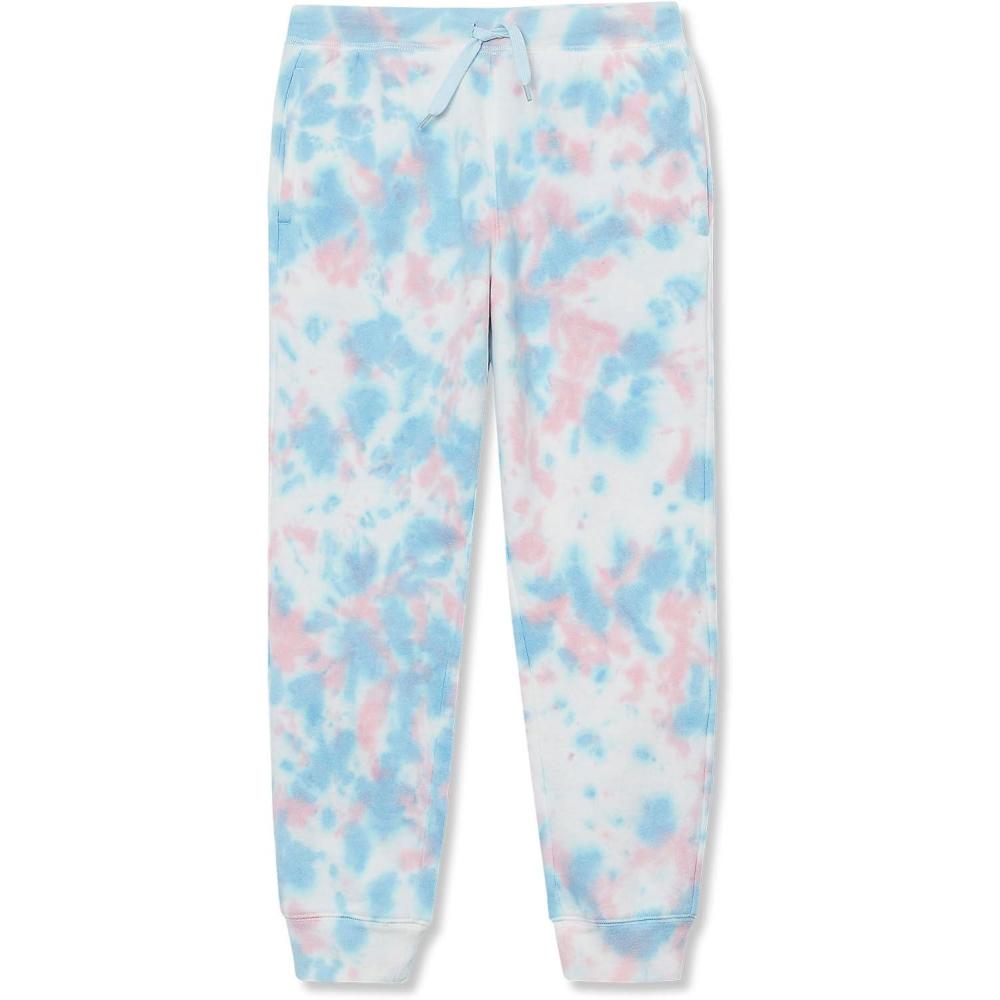 imageLands End Kids Iron Knee Fleece Jogger SweatpantsDeep Lavendar Tie Dye