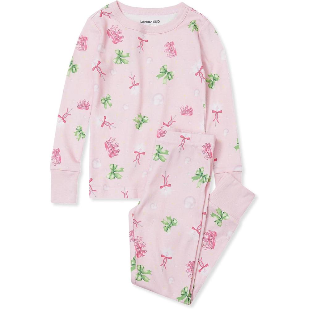 imageLands End Kids Pattern Snug Fit Pajama SetFairytalePink Almond