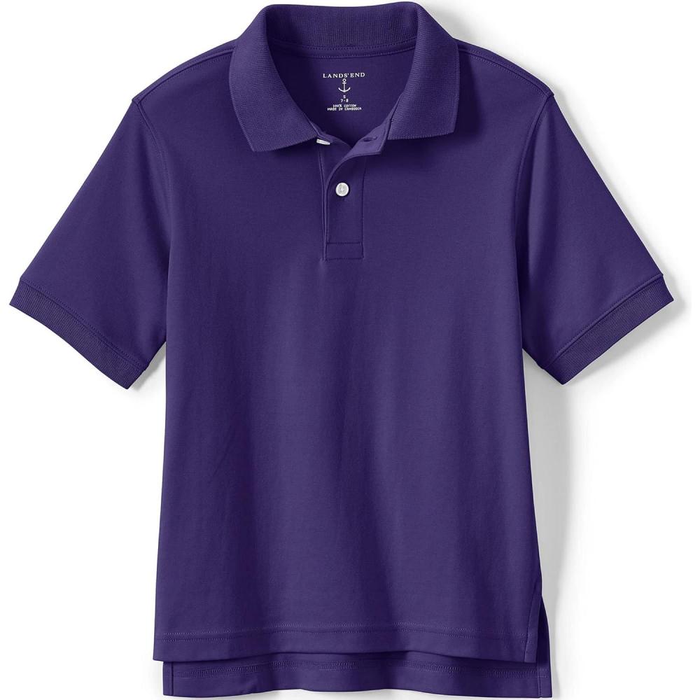 imageLands End Kids School Uniform Polo  100 Cotton Comfort That Lasts All Year EasyCare Short SleeveDeep Purple