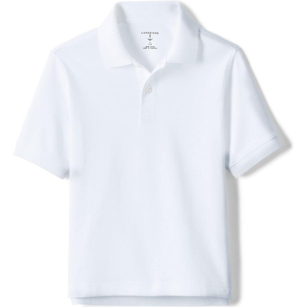 imageLands End Kids School Uniform Polo  100 Cotton Comfort That Lasts All Year EasyCare Short SleeveWhite