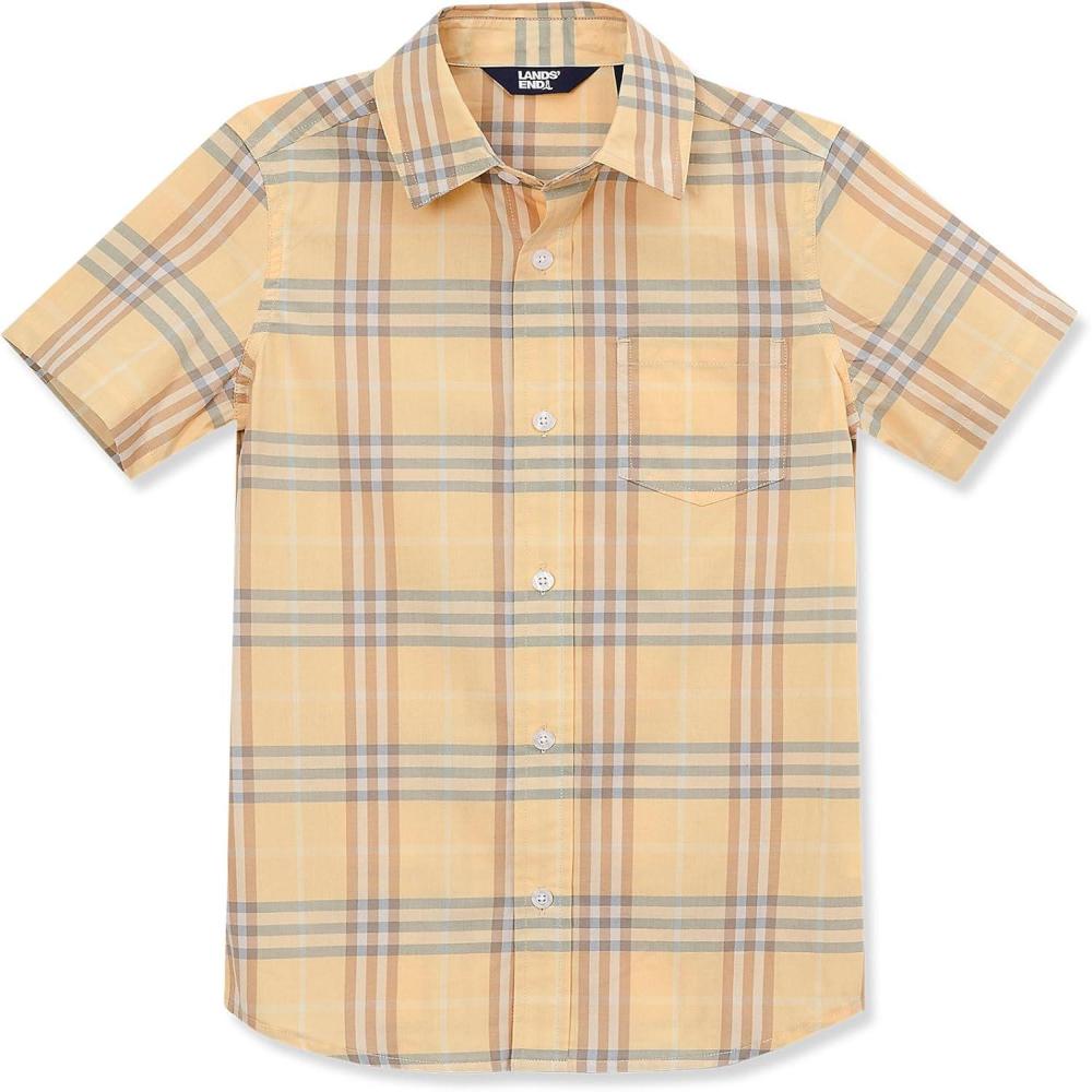 imageLands End Kids Short Sleeve Poplin Camp ShirtAmarillo Plaid