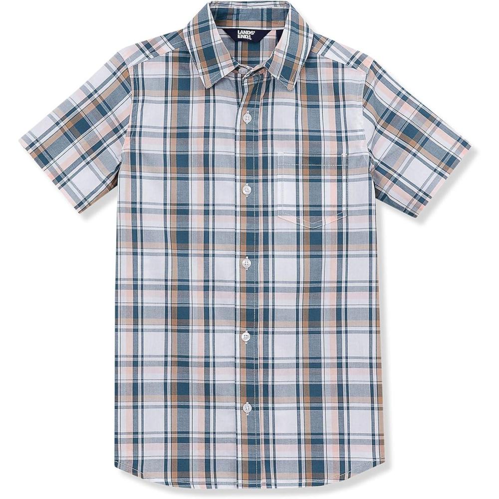 imageLands End Kids Short Sleeve Poplin Camp ShirtEveryday Plaid