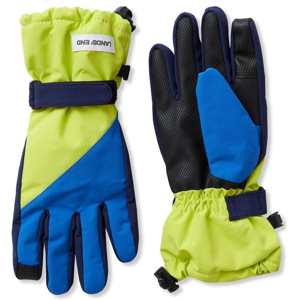imageLands End Kids Squall GlovesGreen PrimroseCobalt