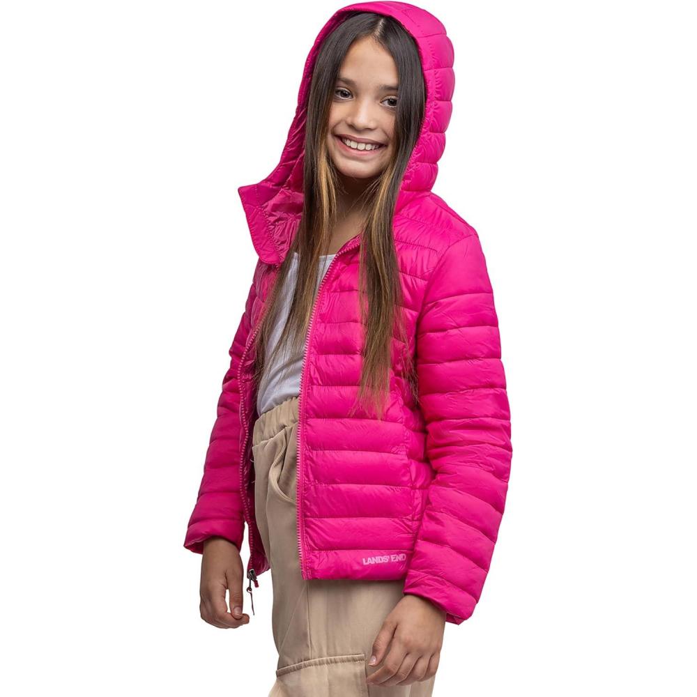 imageLands End Kids ThermoPlume Packable Hooded JacketRhubarb