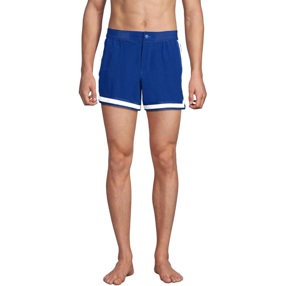 imageLands End Mens 5quot Quick Dry Striped Pull on Board ShortBrilliant Cobalt