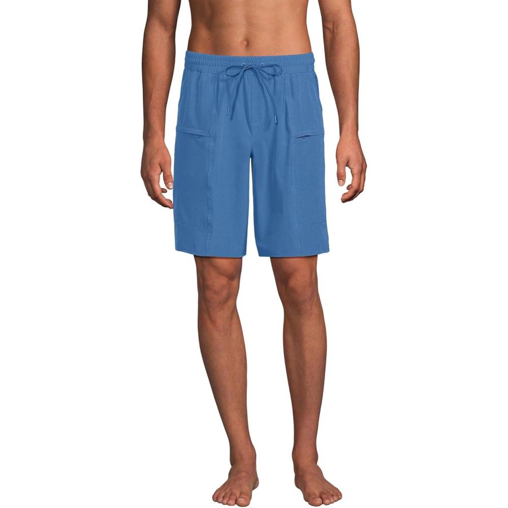 imageLands End Mens 9 Inch Packable Cargo Swim ShortsMariner Blue