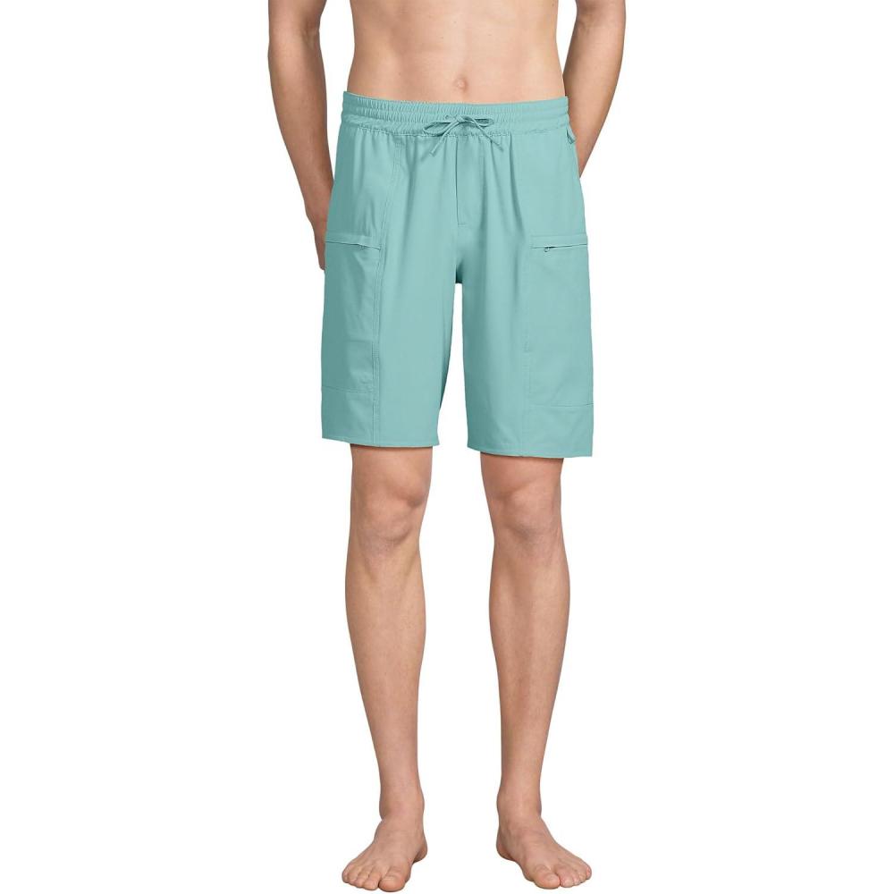 imageLands End Mens 9 Inch Packable Cargo Swim ShortsPale Teal