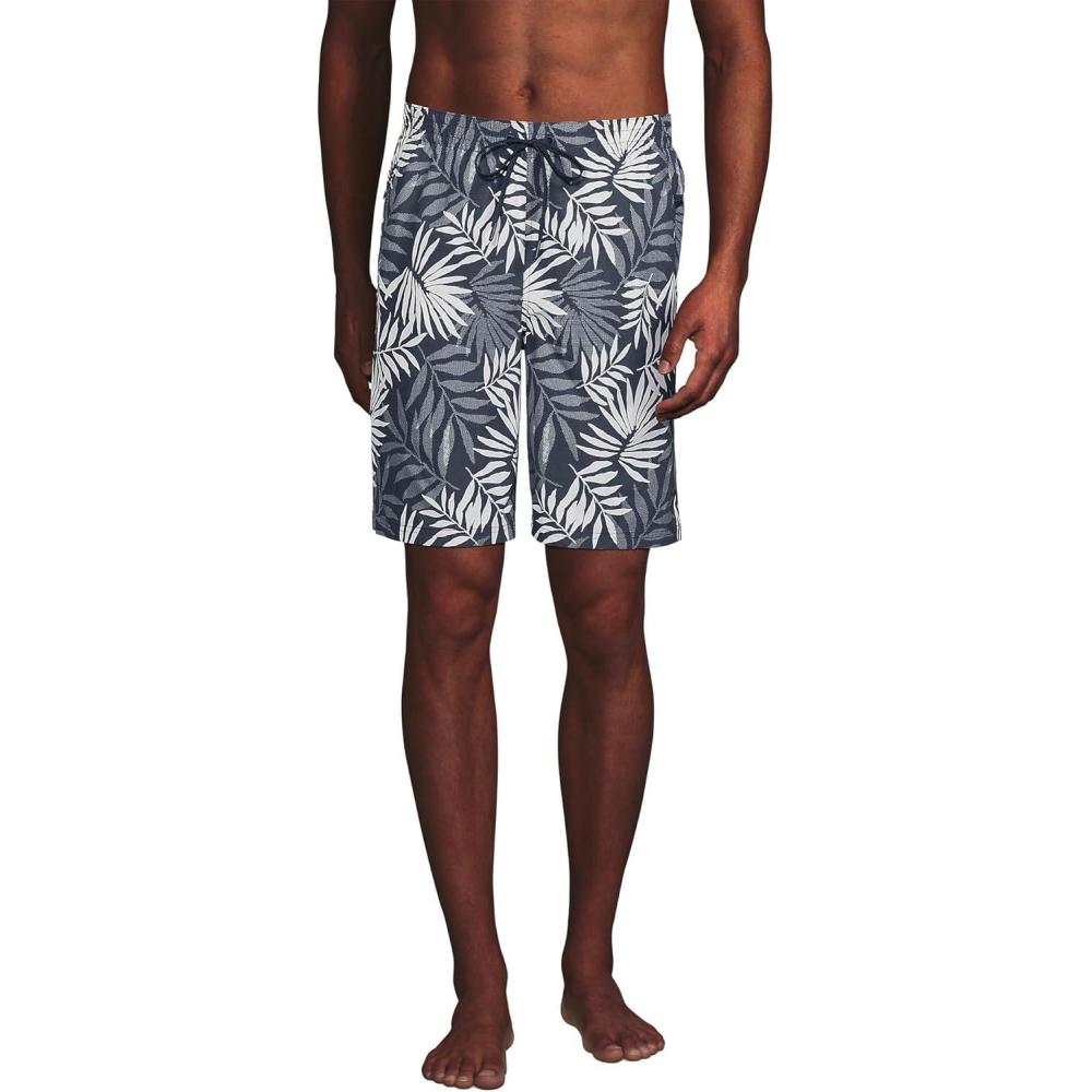 imageLands End Mens 9quot Volley Hydroliner Swim TrunksSlate Blue Stipple Palm