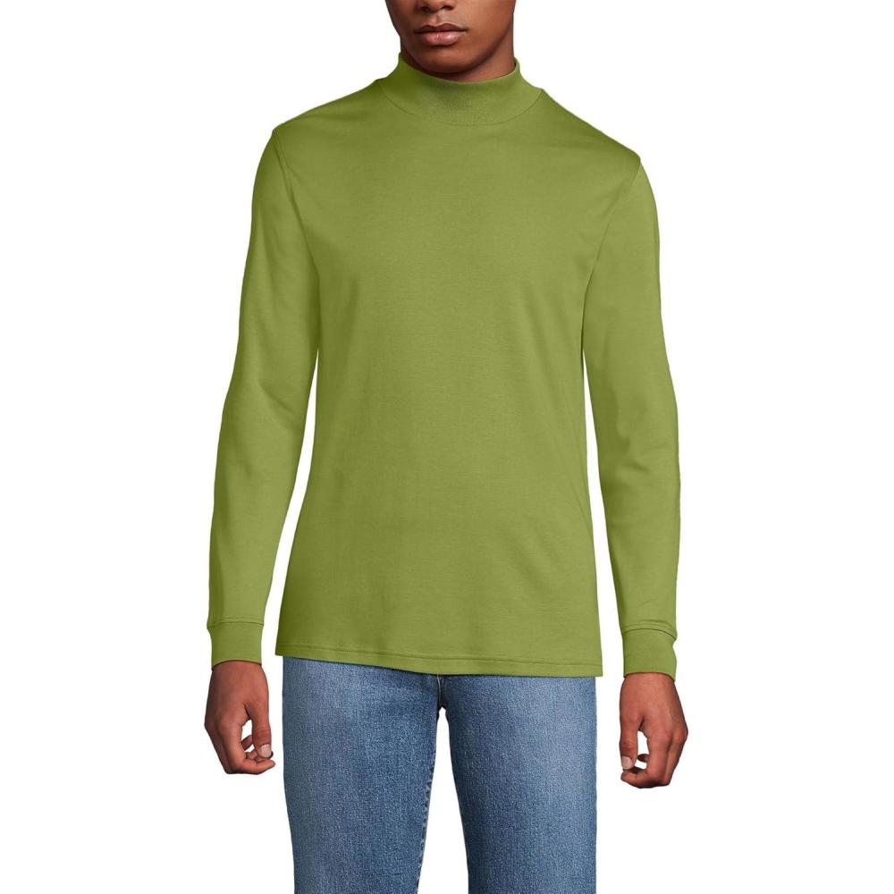 imageLands End Mens AmericanGrown Supima Cotton Mock Turtleneck ShirtWinter Pear