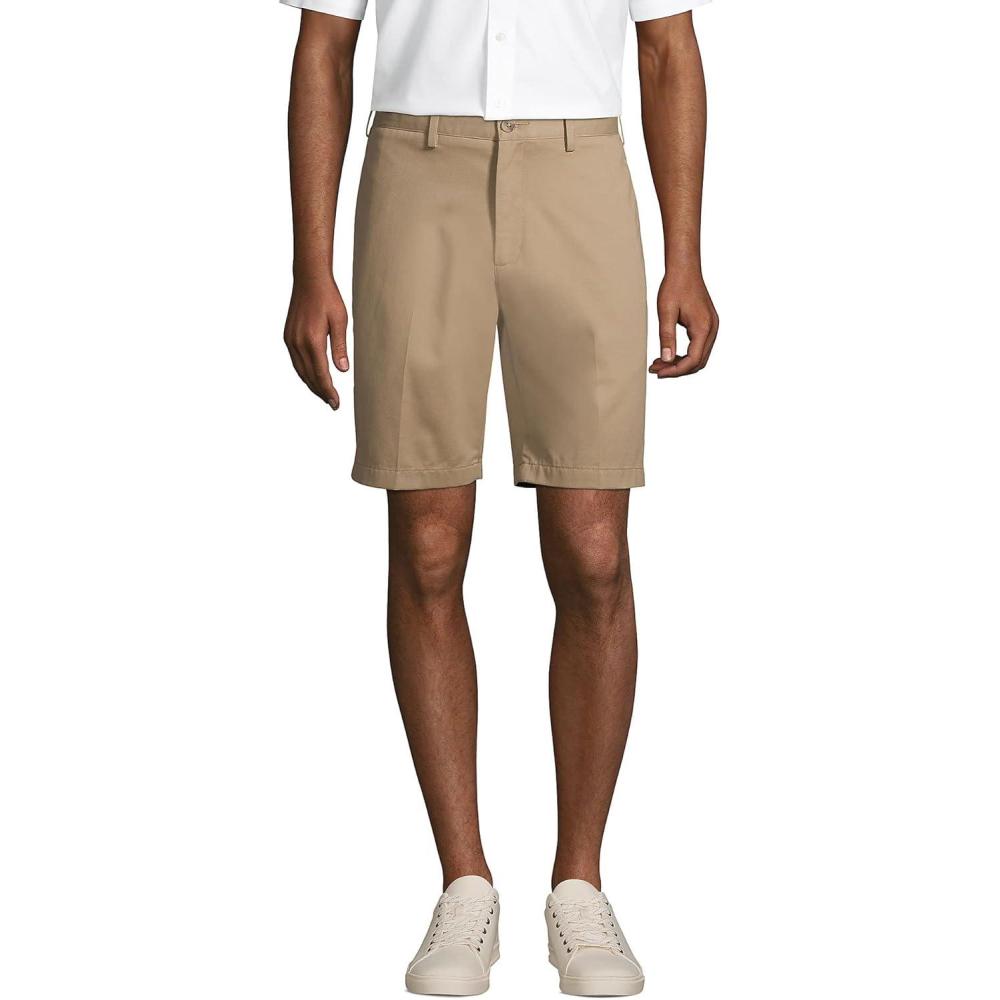 imageLands End Mens Big 9quot Traditional Fit No Iron Chino ShortsKhaki