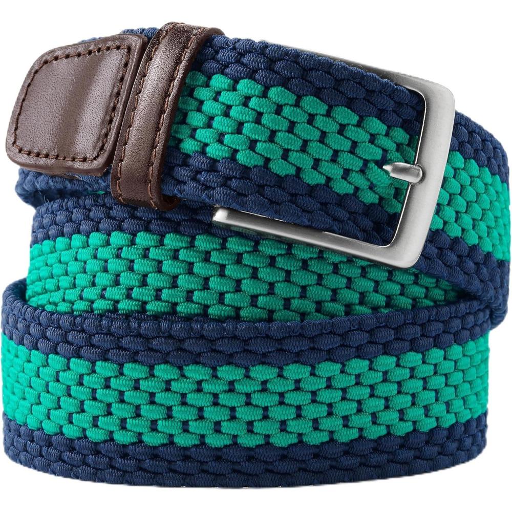 imageLands End Mens Elastic Braid BeltGlade Green Stripe