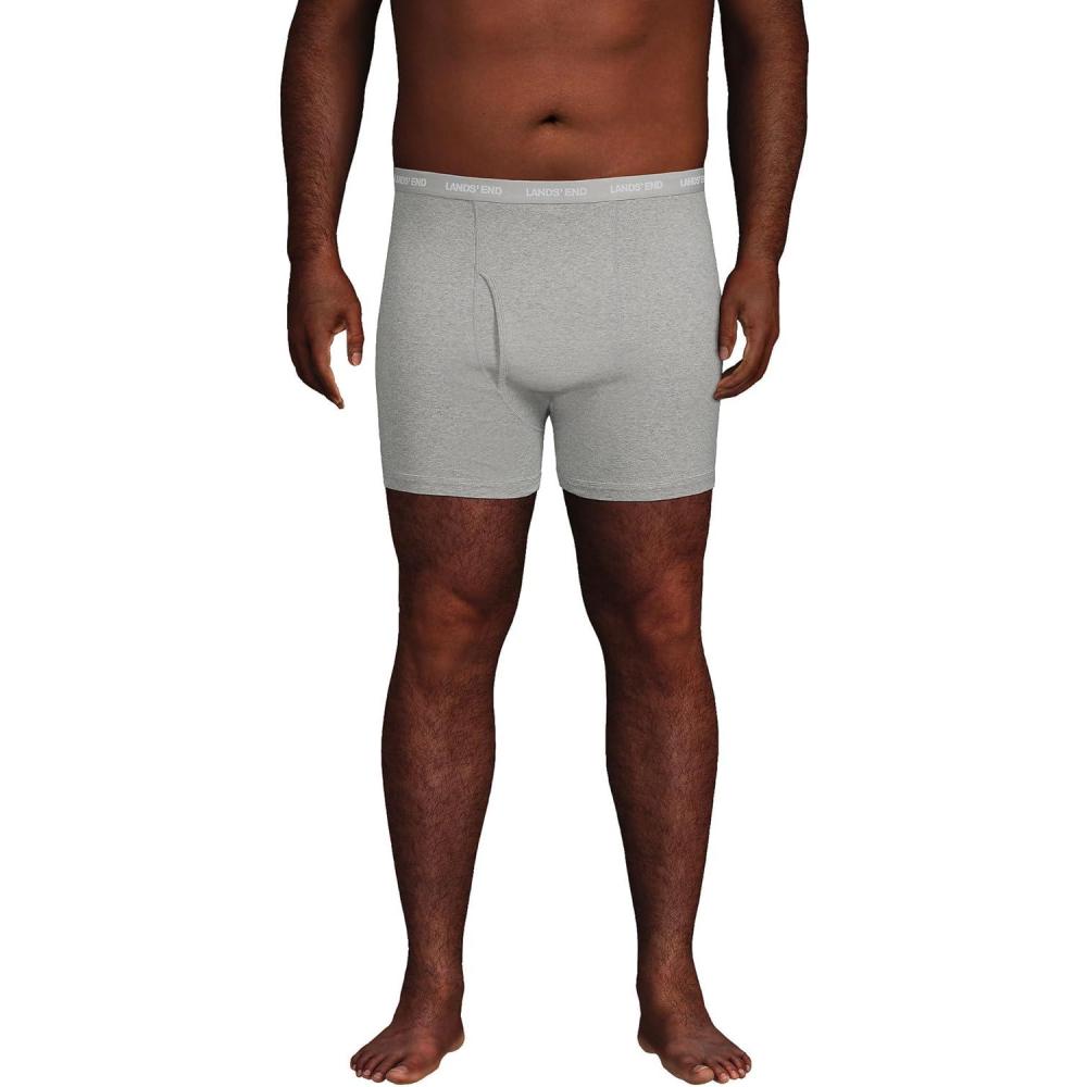 imageLands End Mens Knit Boxer Brief Mixed 3 PackGray Heather