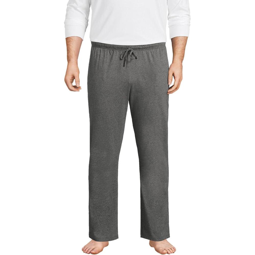 imageLands End Mens Knit Jersey Sleep PantsCharcoal Heather