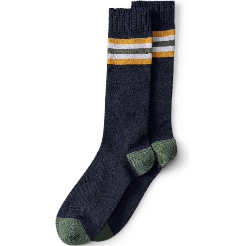 imageLands End Mens Novelty Crew SocksNavy Rugby Stripe