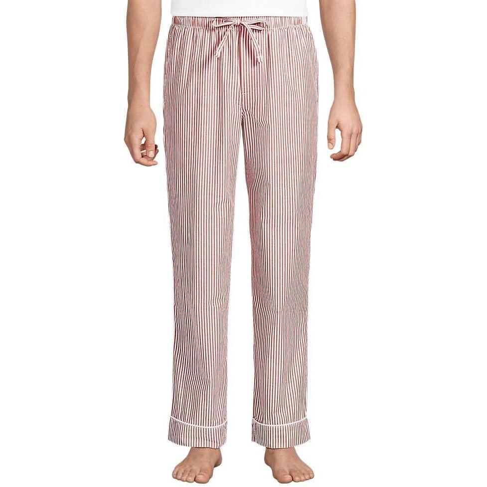 imageLands End Mens Poplin Pajama PantsBourbon Stripe