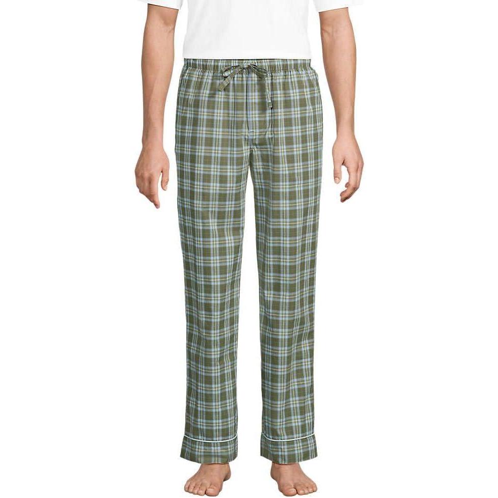 imageLands End Mens Poplin Pajama PantsForest Moss Plaid