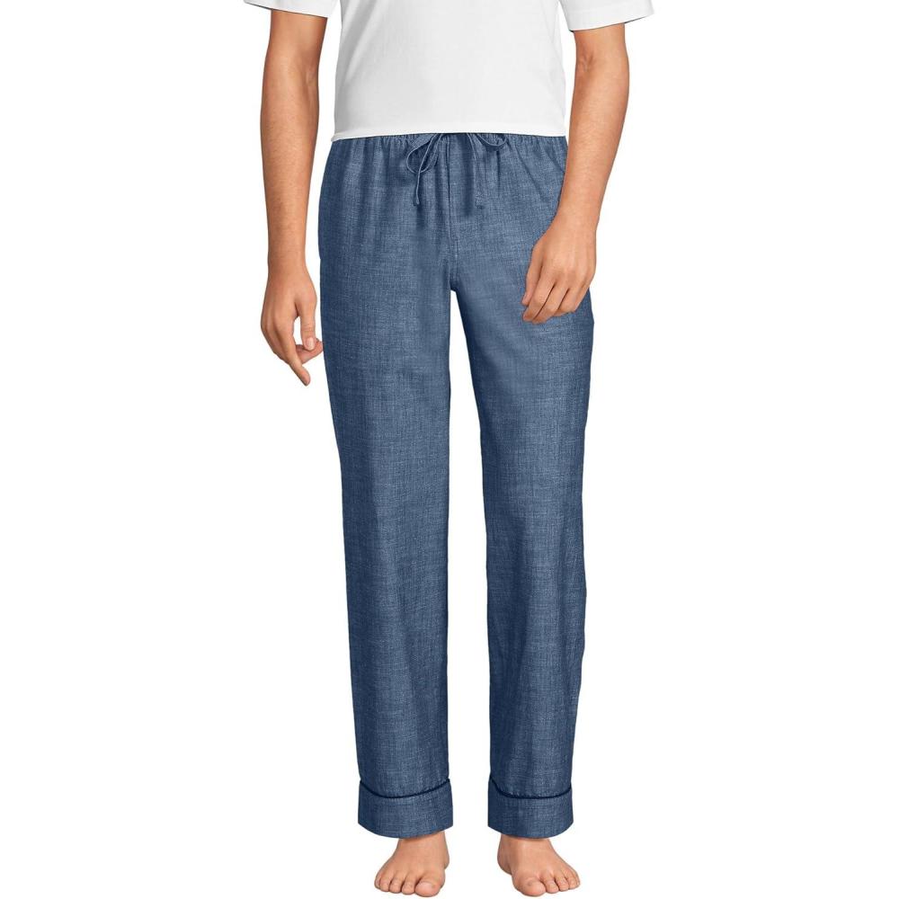 imageLands End Mens Poplin Pajama PantsMedium Indigo Chambray