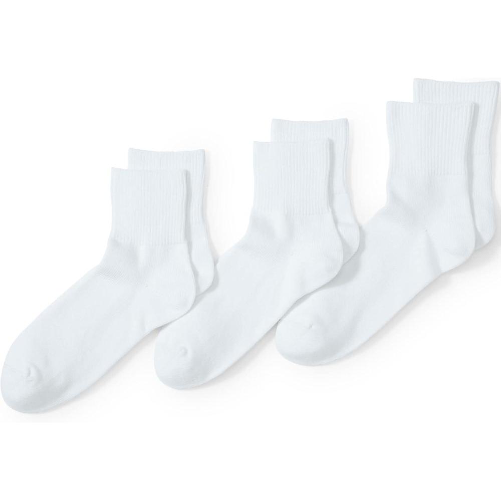 imageLands End Mens Rib Quarter Socks 3 PackWhite