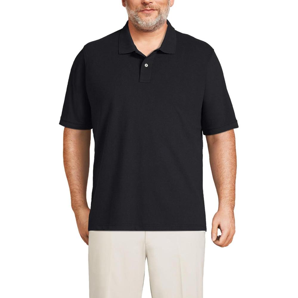 imageLands End Mens Short Sleeve ComfortFirst Mesh Polo ShirtBlack