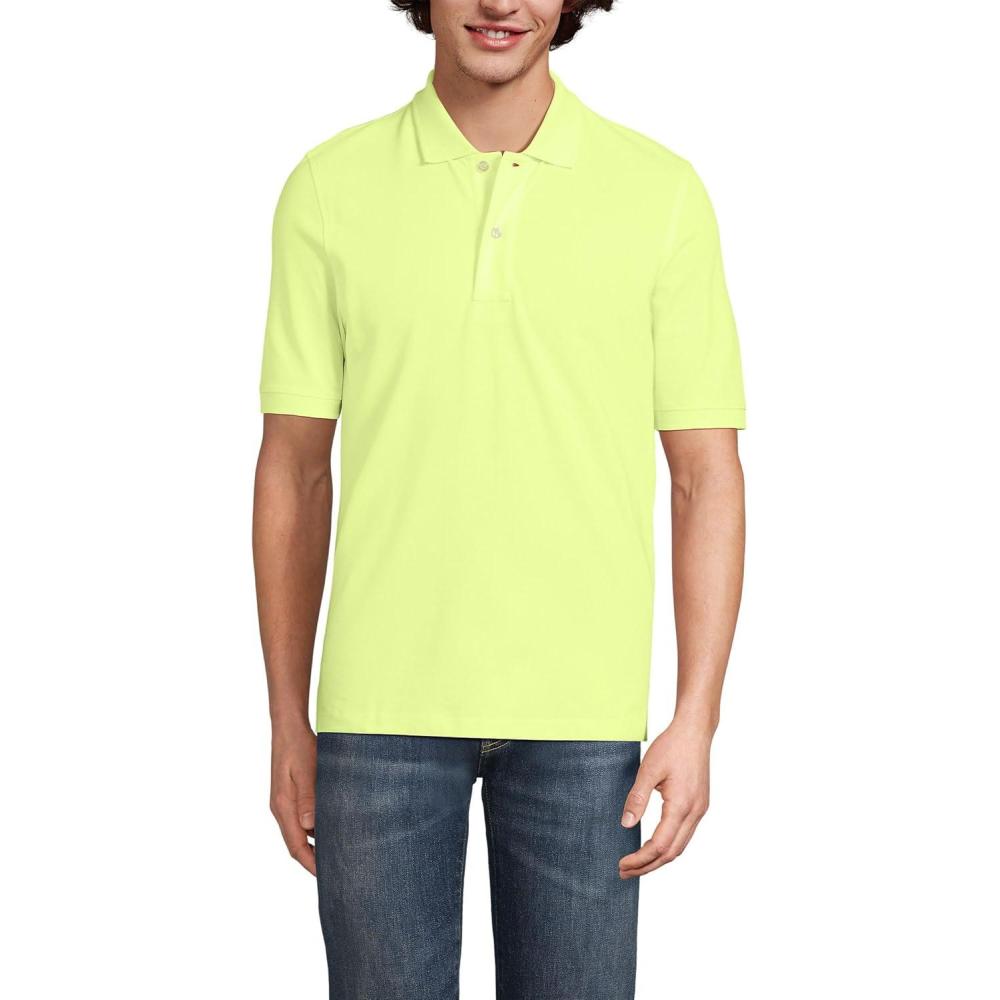 imageLands End Mens Short Sleeve ComfortFirst Mesh Polo ShirtSoft Limoncello Yellow