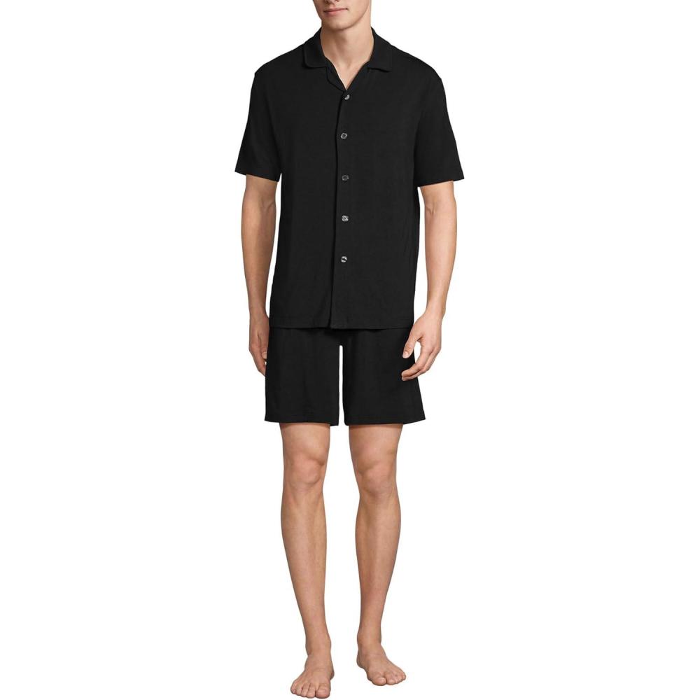 imageLands End Mens Short Sleeve Cooling Knit Short SetBlack