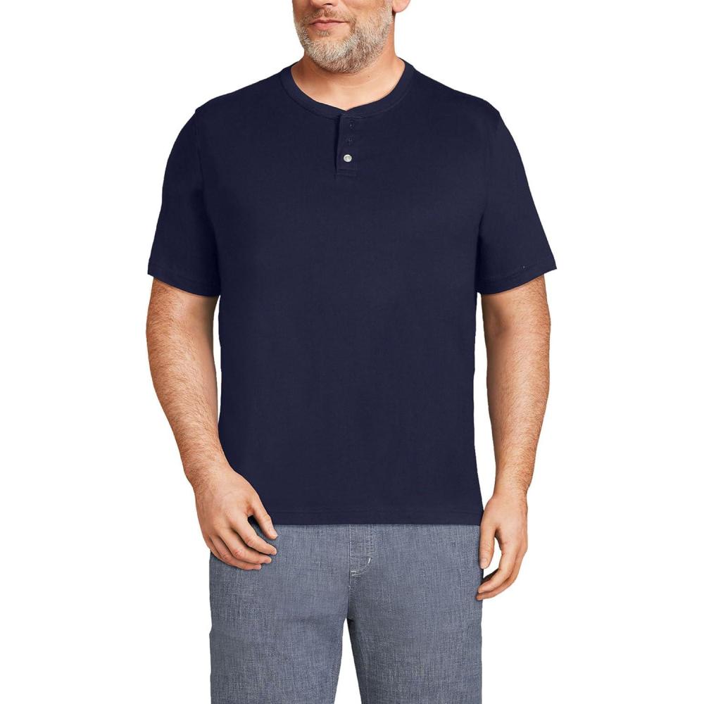 imageLands End Mens Short Sleeve SuperT HenleyRadiant Navy