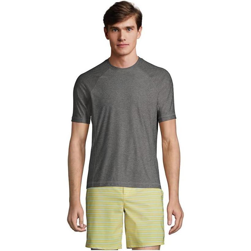 imageLands End Mens Short Sleeve Swim Tee Rash GuardGray