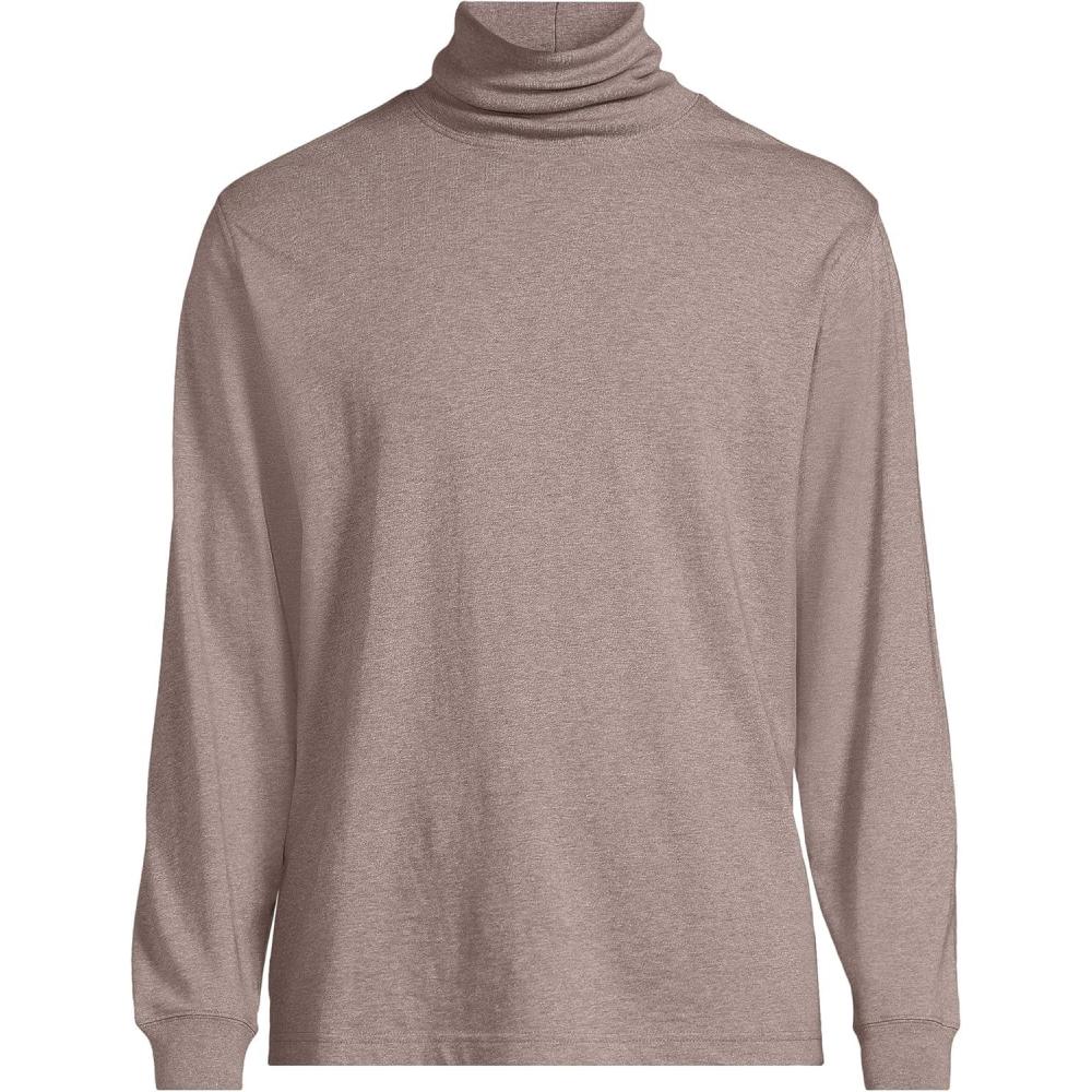imageLands End Mens SuperT CottonBlend Turtleneck ShirtLight Bark Heather