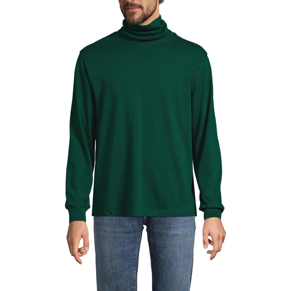 imageLands End Mens SuperT CottonBlend Turtleneck ShirtPine Valley