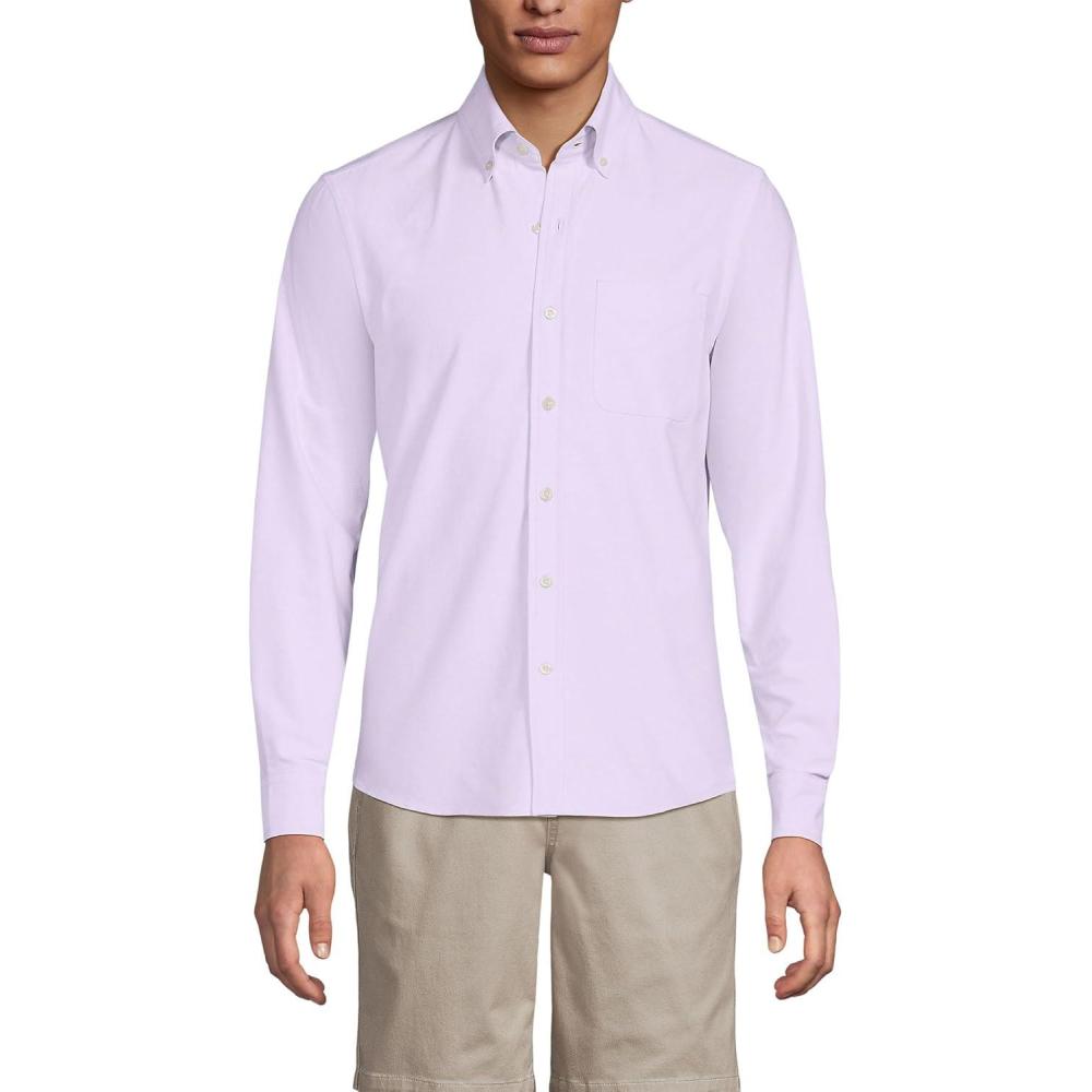 imageLands End Mens Traditional Fit ComfortFirst Sail Rigger Oxford ShirtLilac Petal