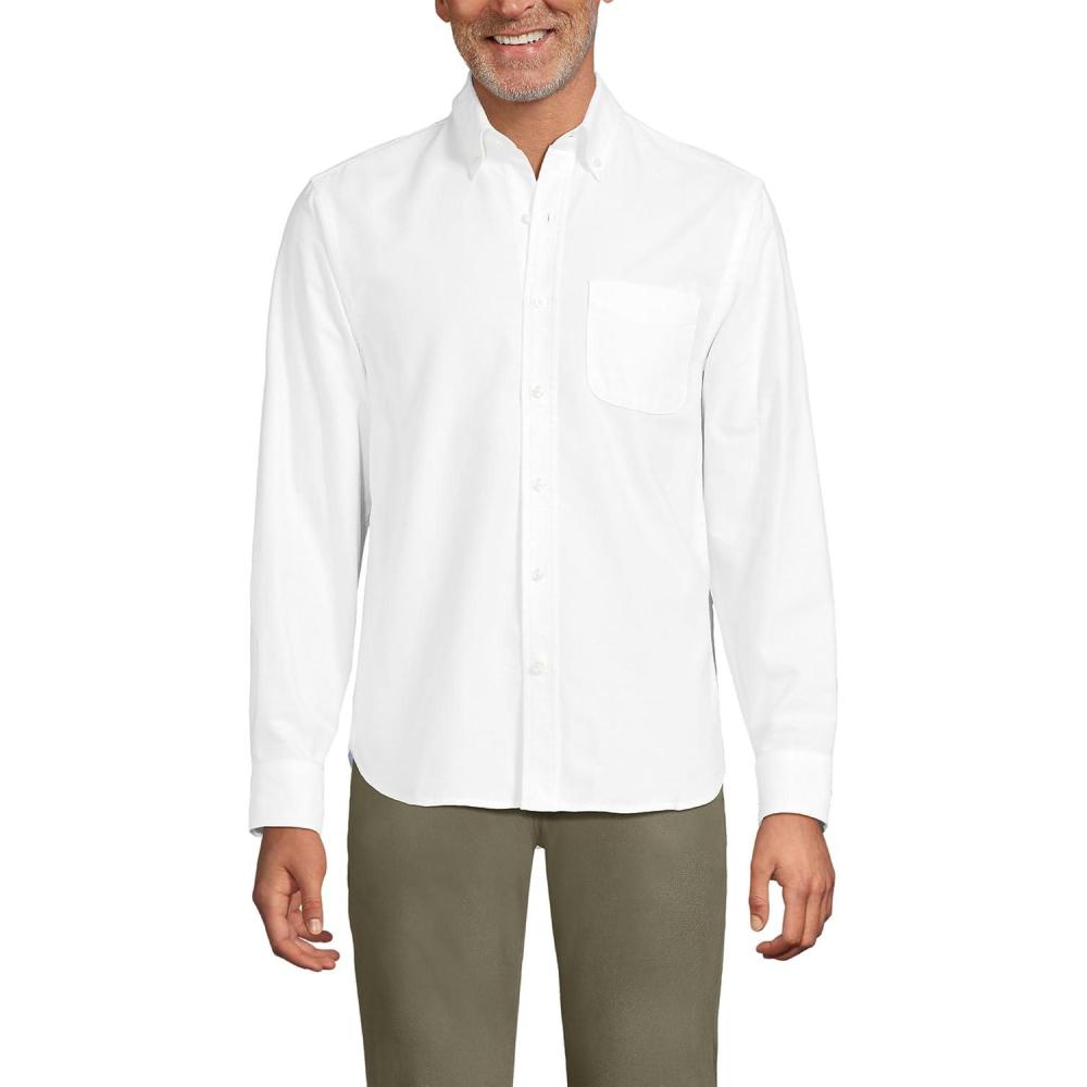 imageLands End Mens Traditional Fit ComfortFirst Sail Rigger Oxford ShirtWhite