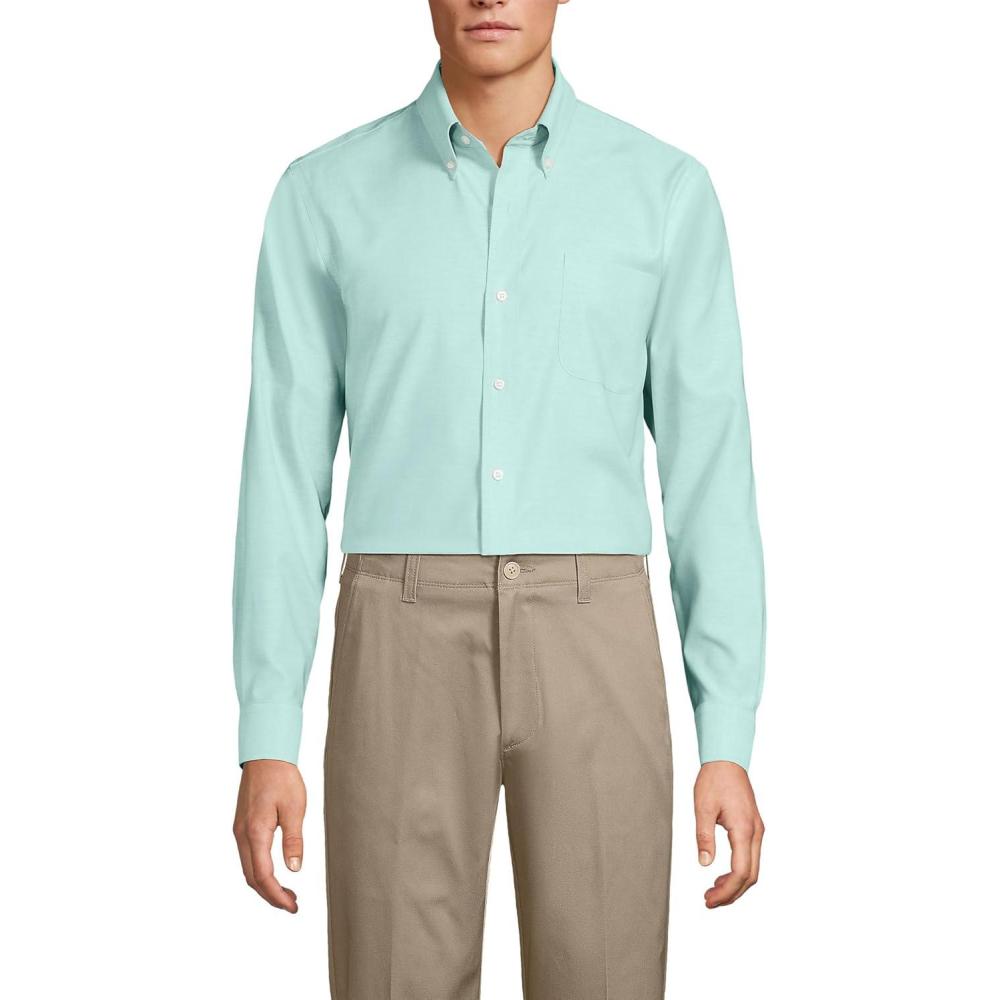 imageLands End Mens Traditional Fit Solid No Iron AmericanGrown Supima Oxford Dress ShirtFrosted Green
