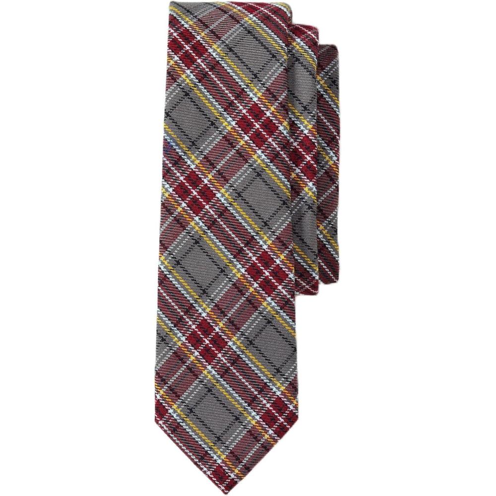 imageLands End School Uniform Adult Plaid To Be Tied TieGray HeatherMaroon Plaid