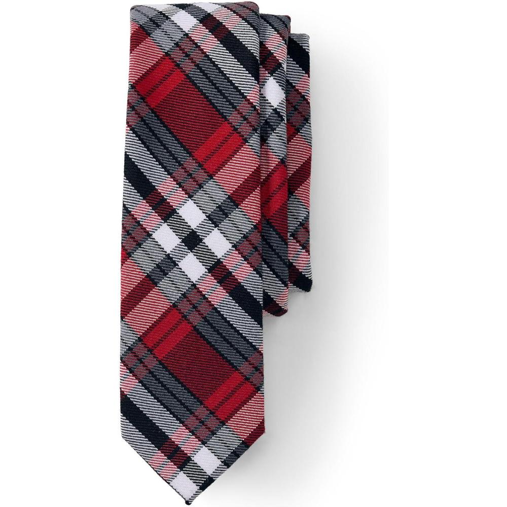 imageLands End School Uniform Adult Plaid To Be Tied TieRedGraphite Plaid