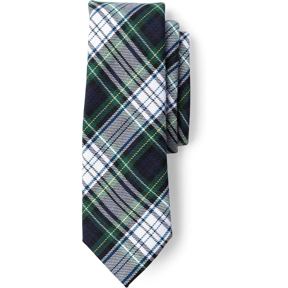 imageLands End School Uniform Adult Plaid To Be Tied TieWhite Plaid