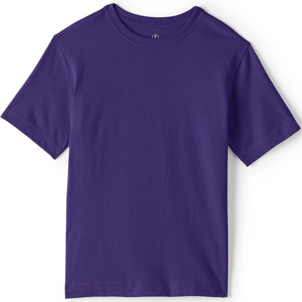 imageLands End School Uniform Boys Short Sleeve Essential TShirtDeep Purple