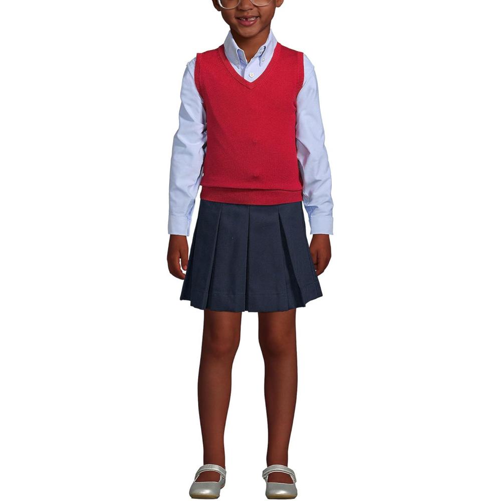 imageLands End School Uniform Kids Cotton Modal Fine Gauge Sweater VestRed