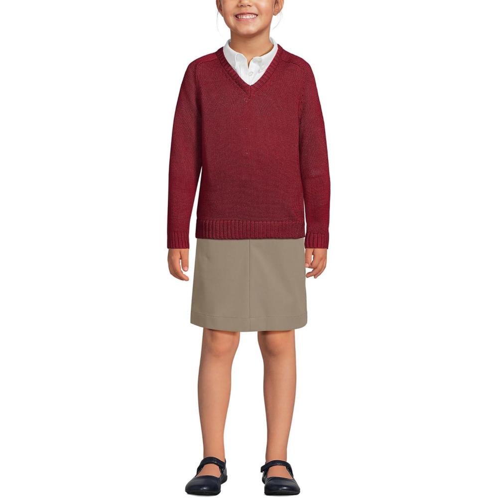 imageLands End School Uniform Kids Cotton Modal VNeck SweaterGarnet