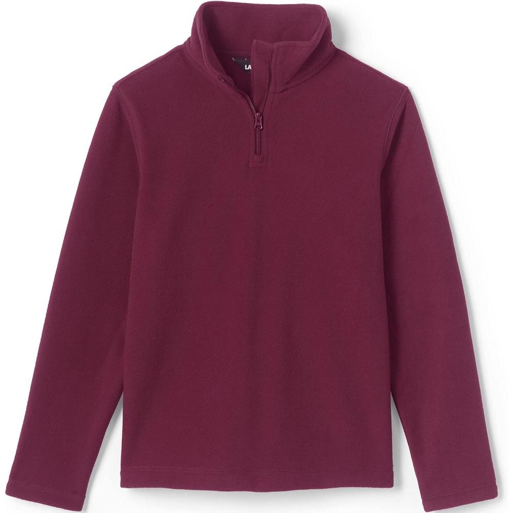 imageLands End School Uniform Kids Lightweight Fleece Quarter Zip PulloverBurgundy