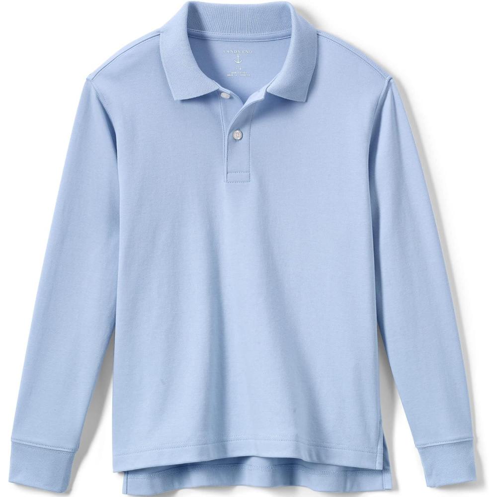 imageLands End School Uniform Kids Long Sleeve Interlock Polo ShirtBlue