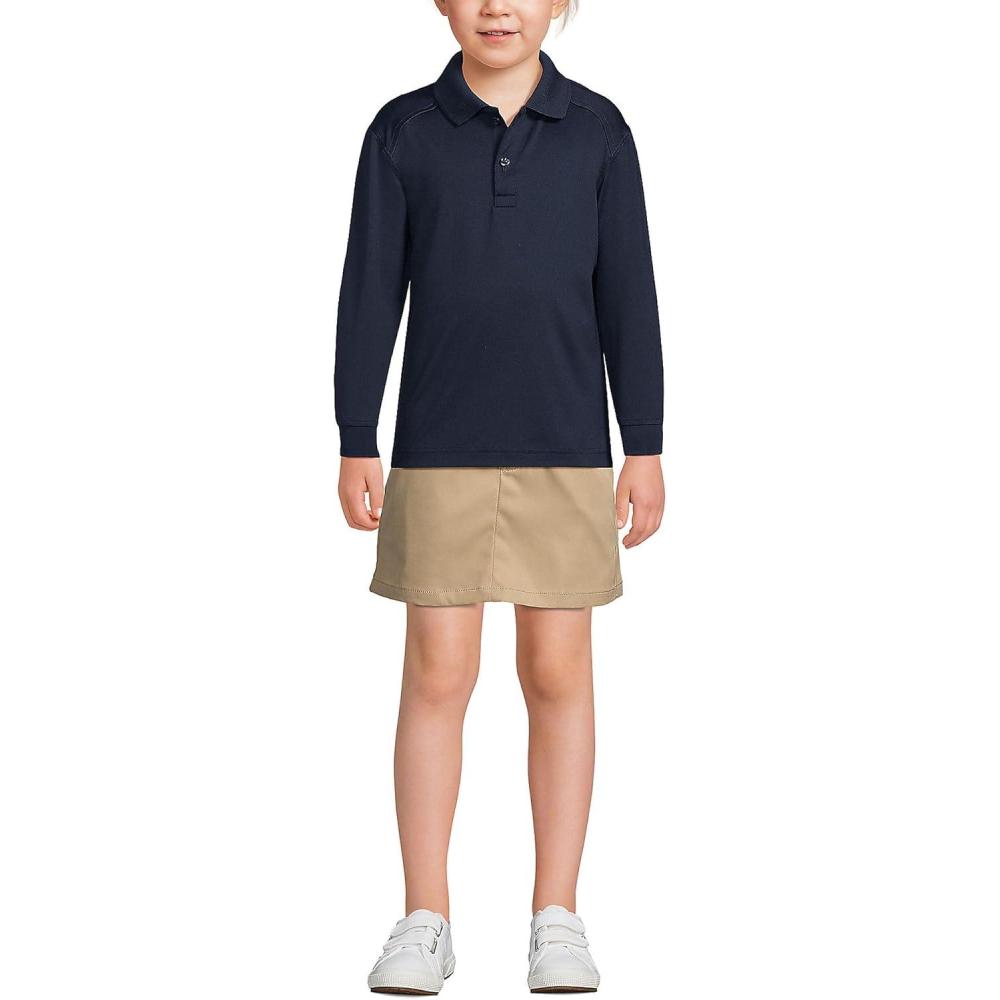 imageLands End School Uniform Kids Long Sleeve Rapid Dry Polo ShirtClassic Navy