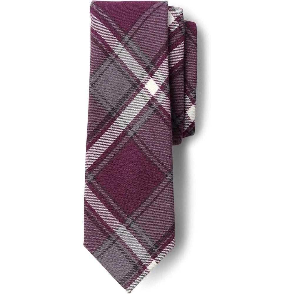 imageLands End School Uniform Kids Plaid To Be Tied TieBurgundyGray Plaid