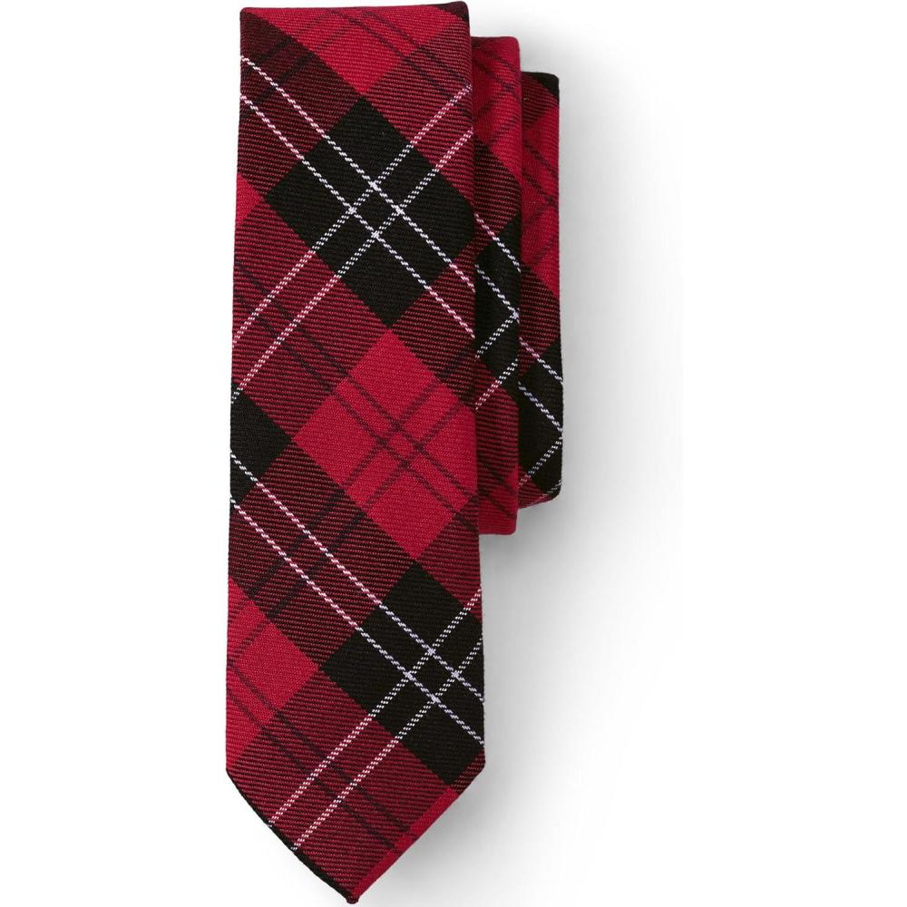imageLands End School Uniform Kids Plaid To Be Tied TieRedBlack Plaid