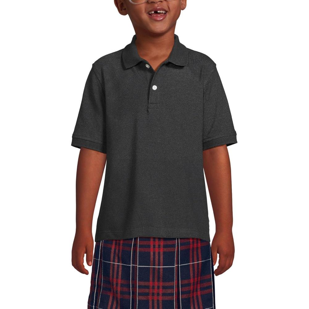 imageLands End School Uniform Kids Short Sleeve Mesh Polo ShirtBlack