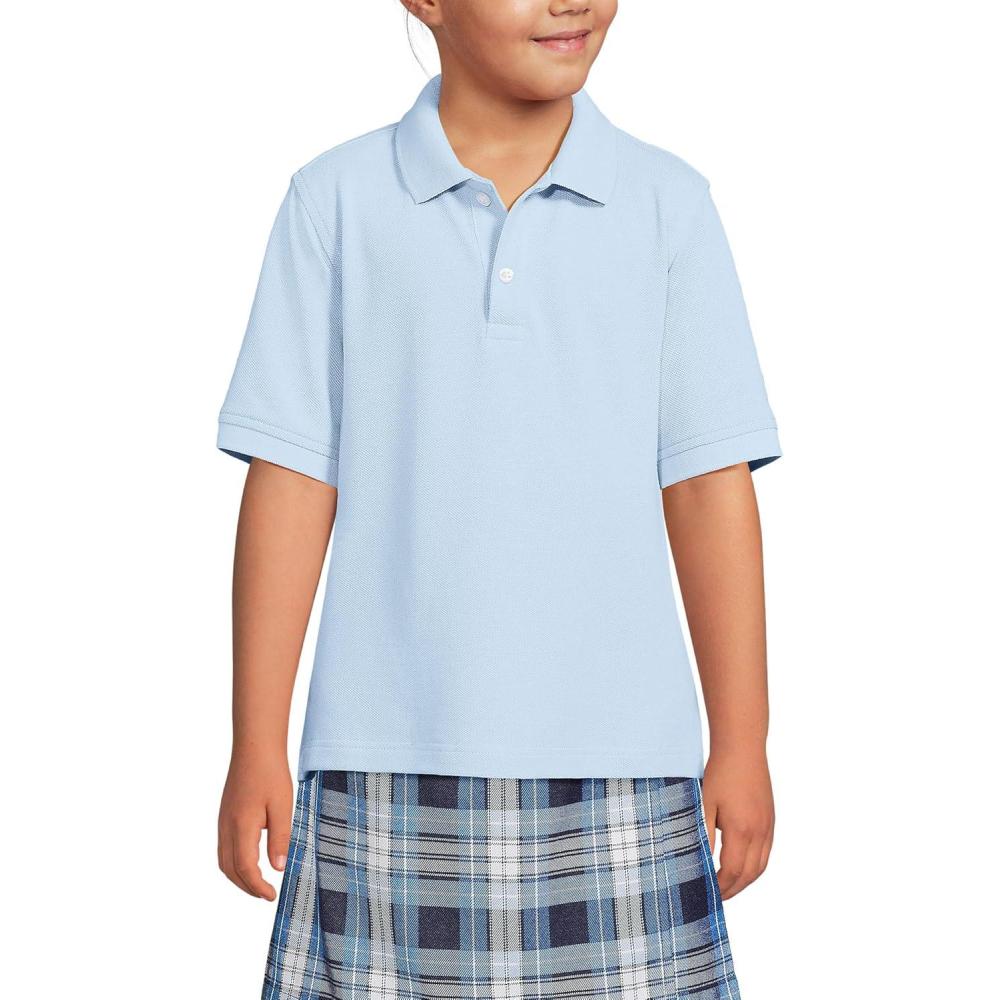 imageLands End School Uniform Kids Short Sleeve Mesh Polo ShirtBlue