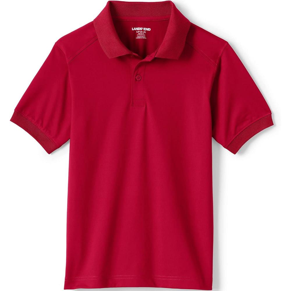 imageLands End School Uniform Kids Short Sleeve Rapid Dry Polo ShirtRed