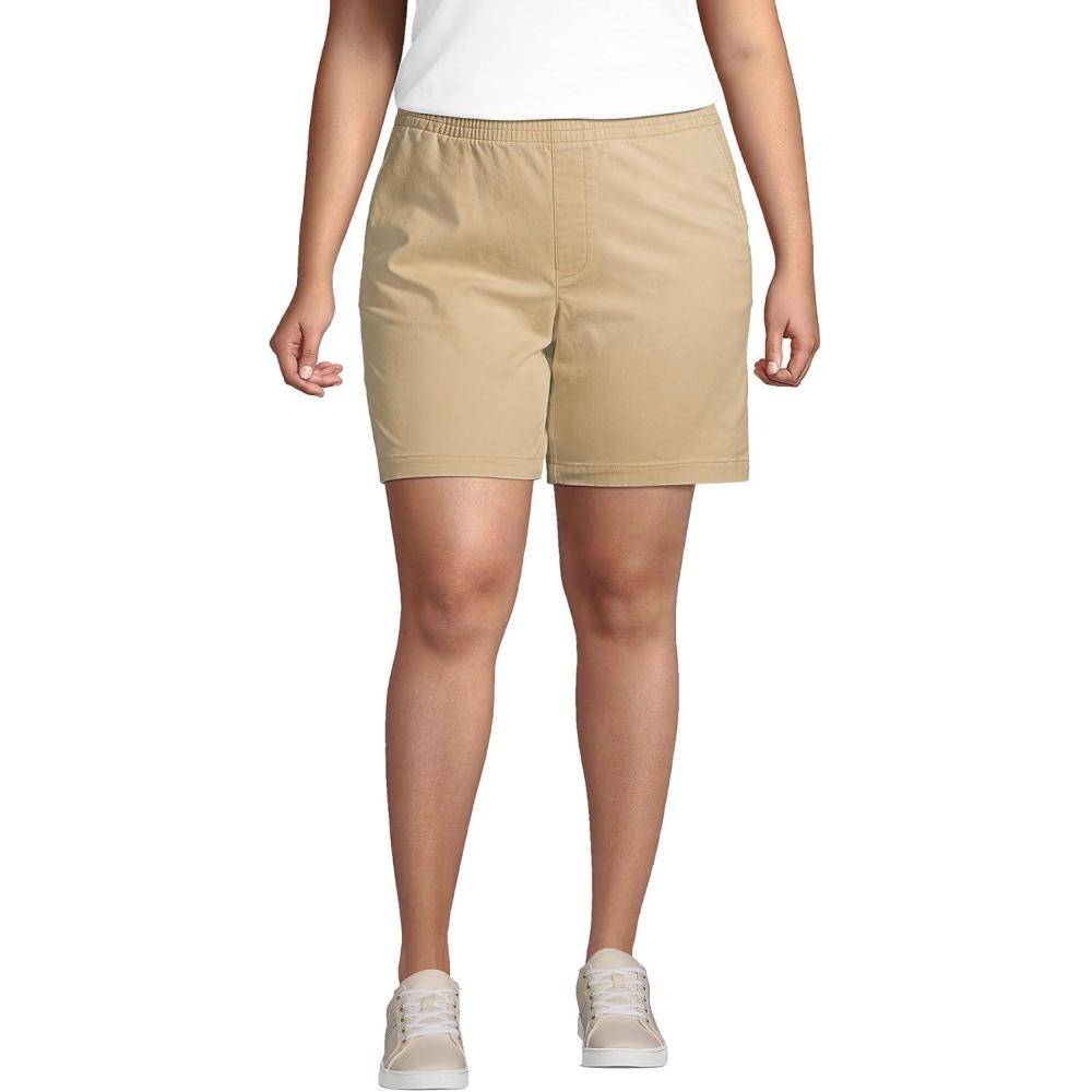 imageLands End School Uniform Womens PullOn 7quot Chino ShortsDesert