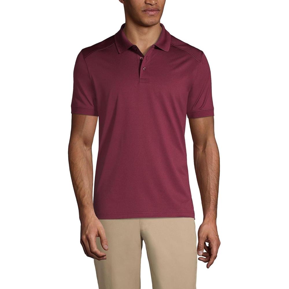 imageLands End School Uniform Young Mens Short Sleeve Rapid Dry Polo ShirtBurgundy
