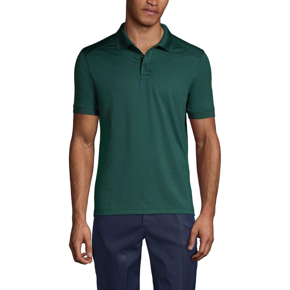 imageLands End School Uniform Young Mens Short Sleeve Rapid Dry Polo ShirtEvergreen