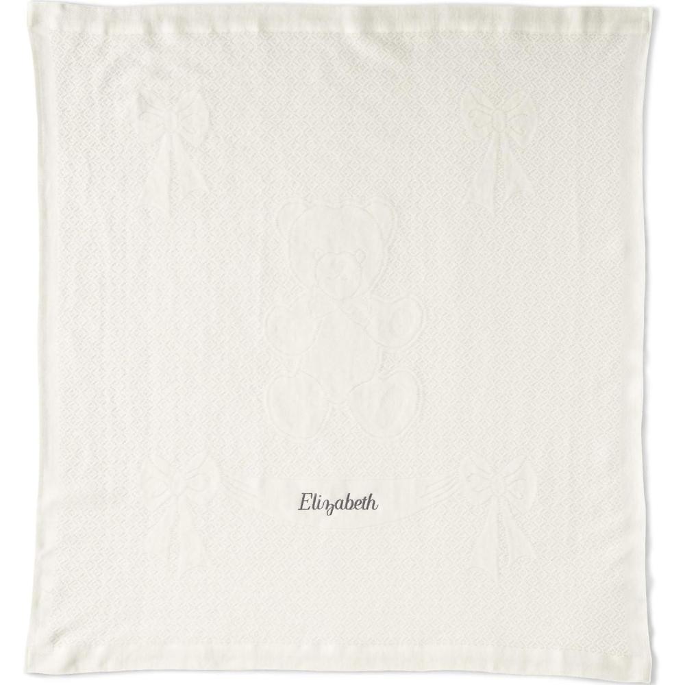 imageLands End Scottish Lace Bear Baby Blanket Soft Tea Rose 39quot x 40quotIvory